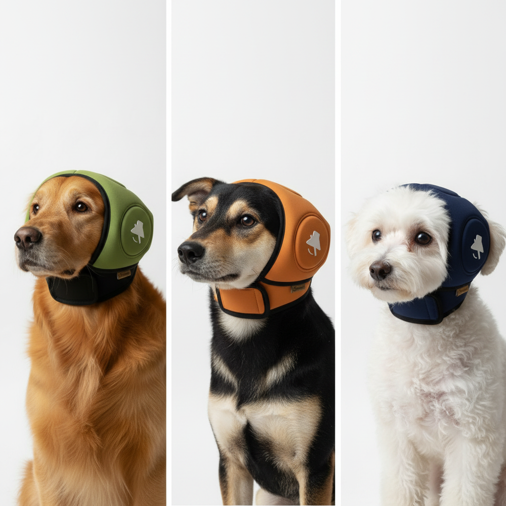 Orejeras para Perros contra el Ruido – Capucha Acolchada Ajustable para Fuegos Artificiales y Tormentas