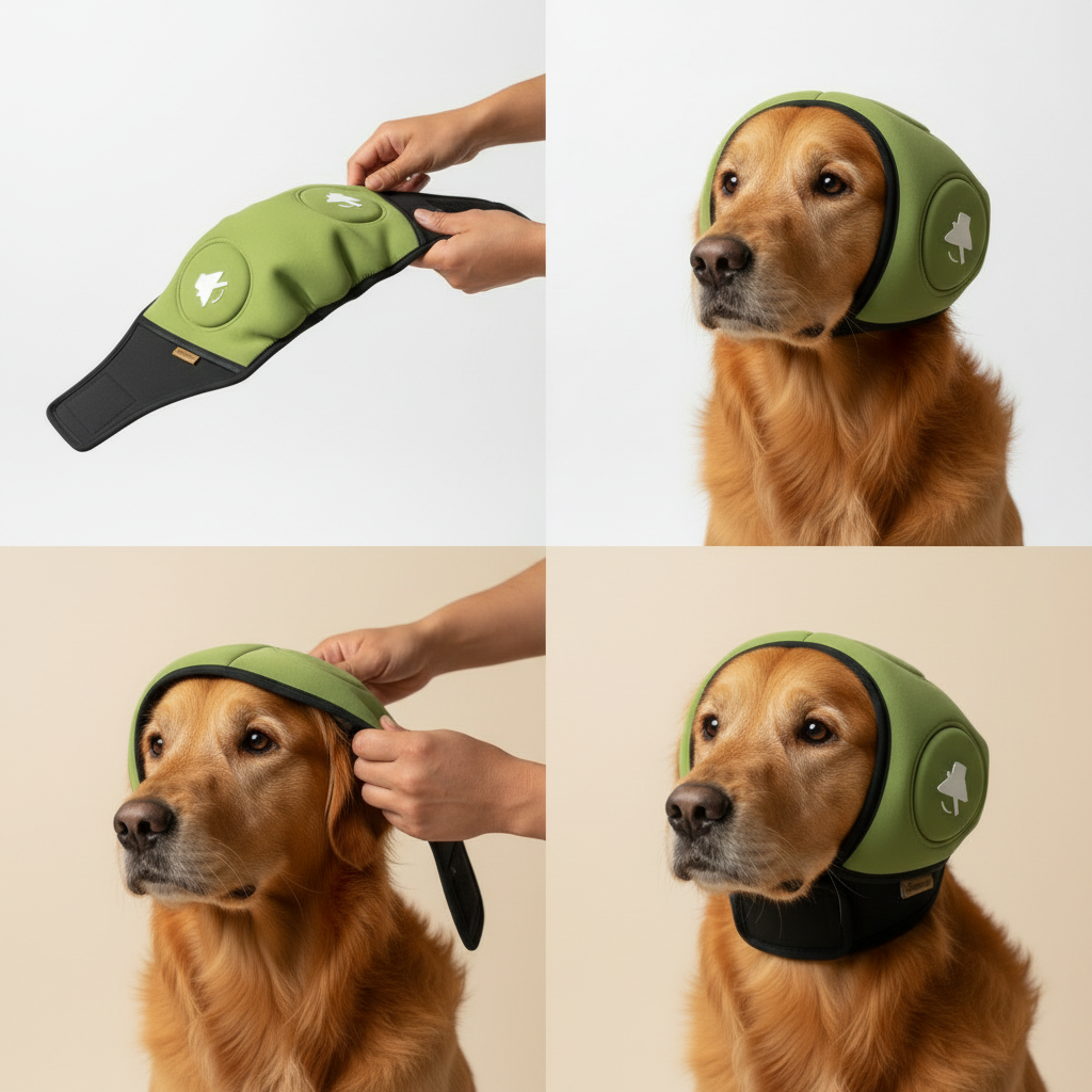 Orejeras para Perros contra el Ruido – Capucha Acolchada Ajustable para Fuegos Artificiales y Tormentas